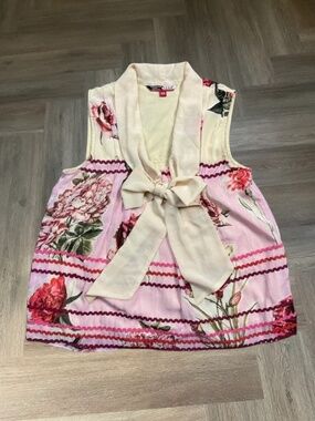 Verb Pallavi Singhee Floral Bow Boho Cottagecore Coquette Blouse Womens‎ XS Pink